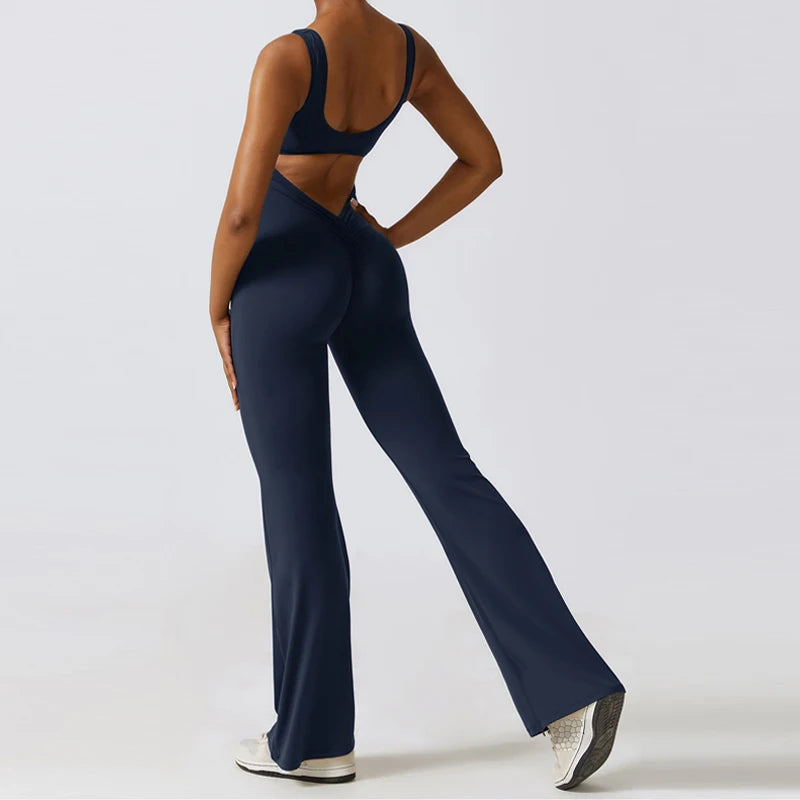 V-Back Flared Jumpsuit