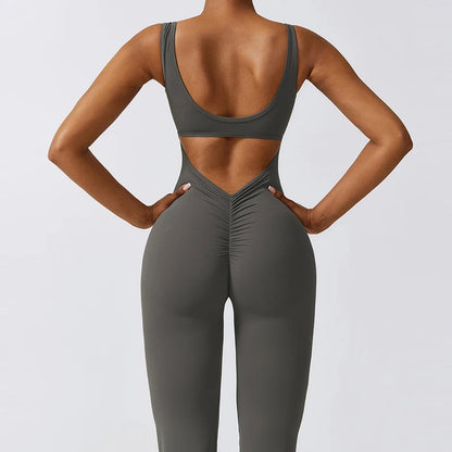 V-Back Flared Jumpsuit