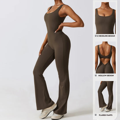 V-Back Flared Jumpsuit