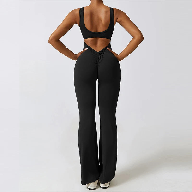 V-Back Flared Jumpsuit