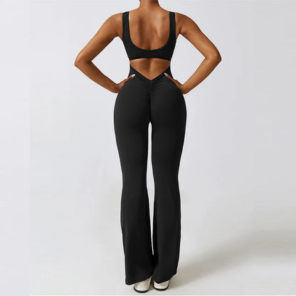 V-Back Flared Jumpsuit